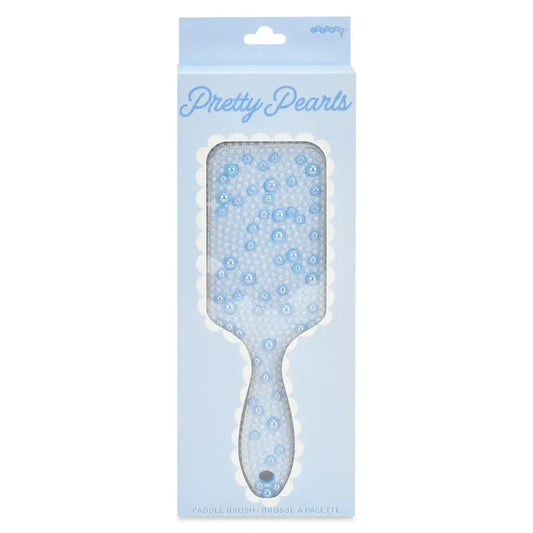 Blue pearl hair brush by Iscream with soft bristles, designed for gentle detangling and styling of all hair types.