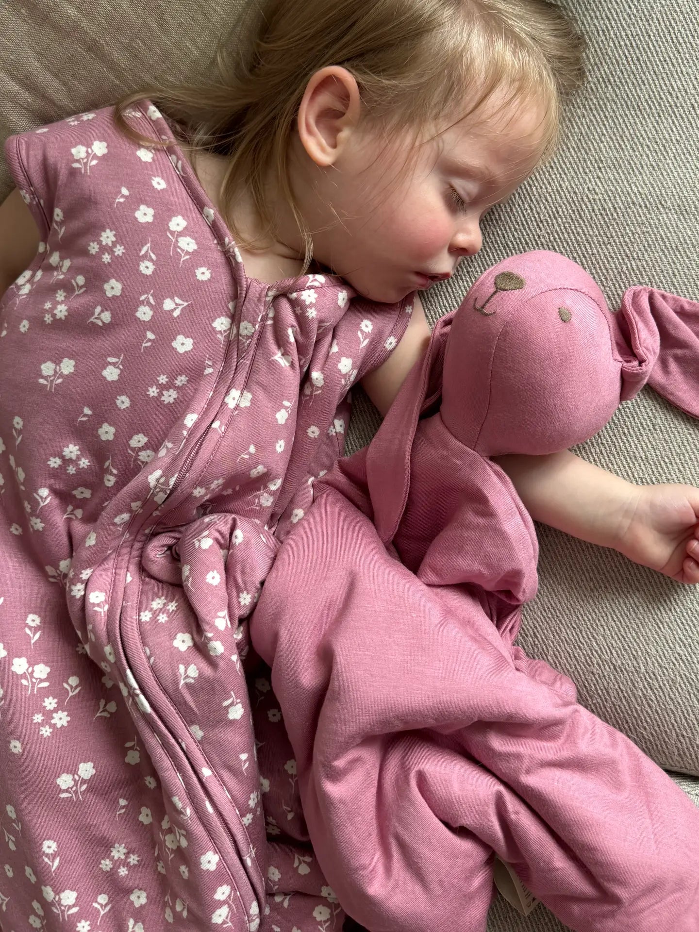 Gunamuna Lovey Bunny Rosie, soft plush baby comforter with bunny design, ideal for cuddling and soothing.