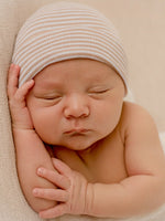 Ilybean - Tan and White Striped Newborn Hat