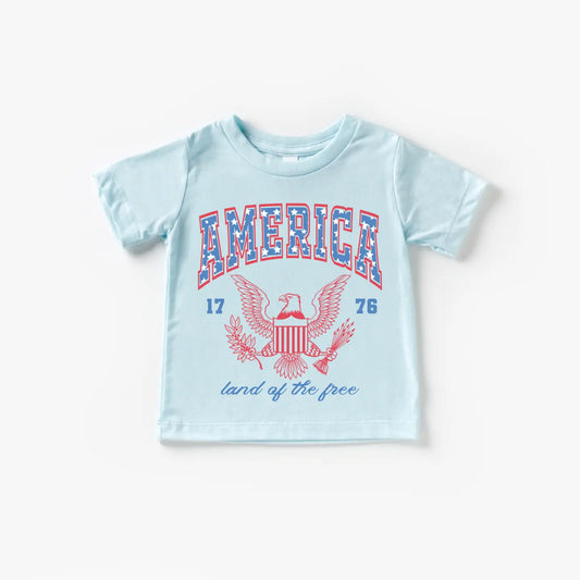 America Land of the Free Ice Blue Tee