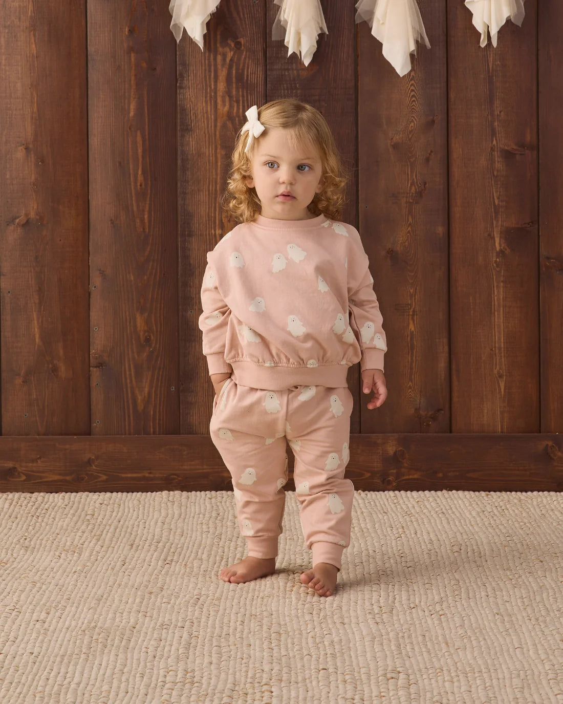 Sweet Ghost relaxed fleece sweatshirt by Quincy Mae, featuring soft fabric and a cozy fit in a pastel ghost design.
