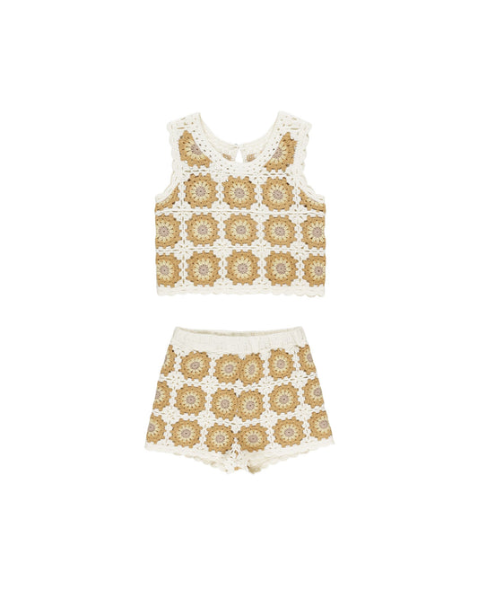 Rylee & Cru - Marigold Daisy Crochet Tank Set