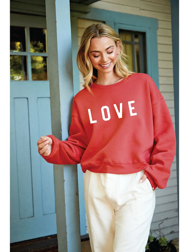 Women's Love Mid Graphic Sweatshirt Cranberry Heather (Plus size available)
