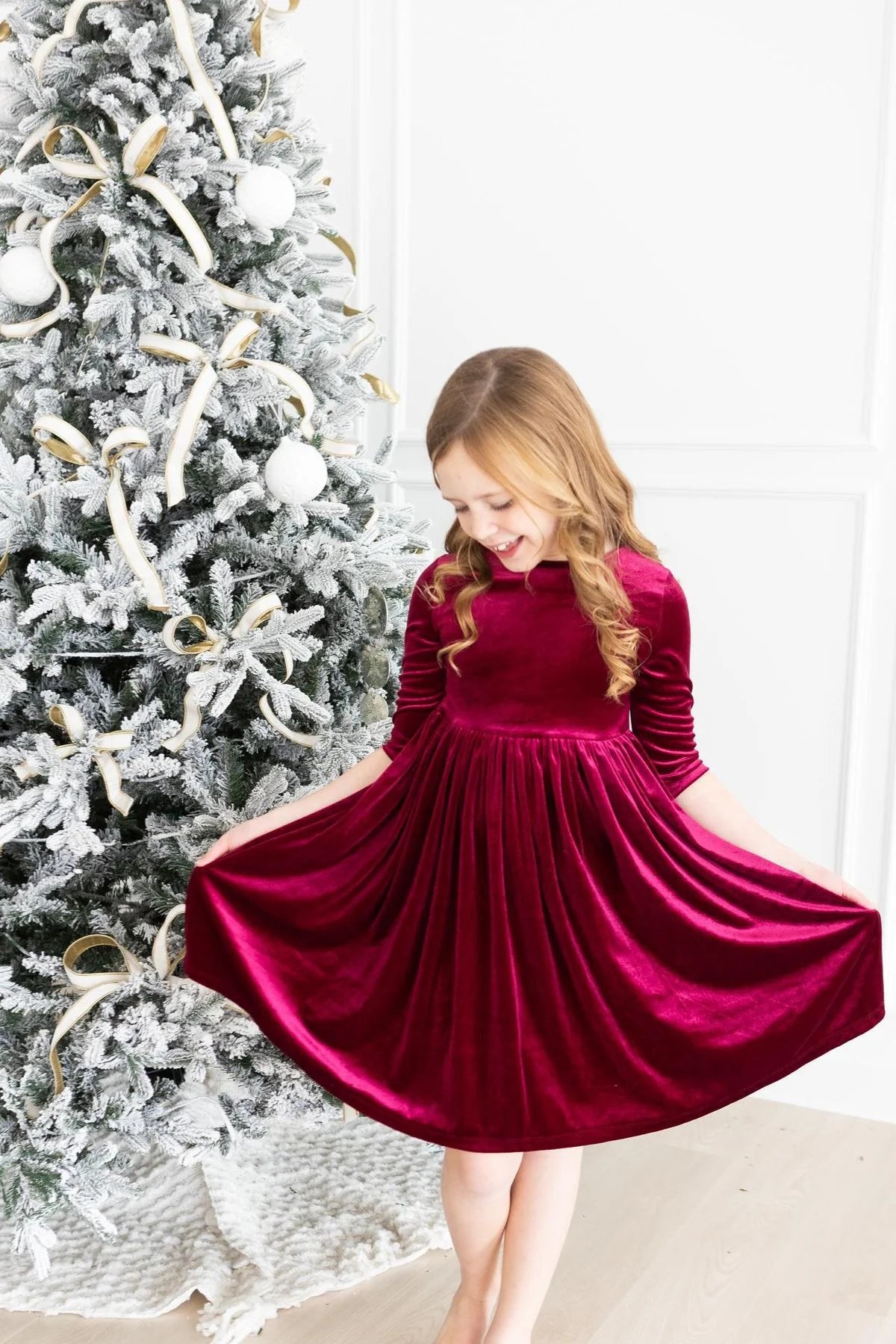 Mila & Rose - Cranberry Velvet Twirl Dress