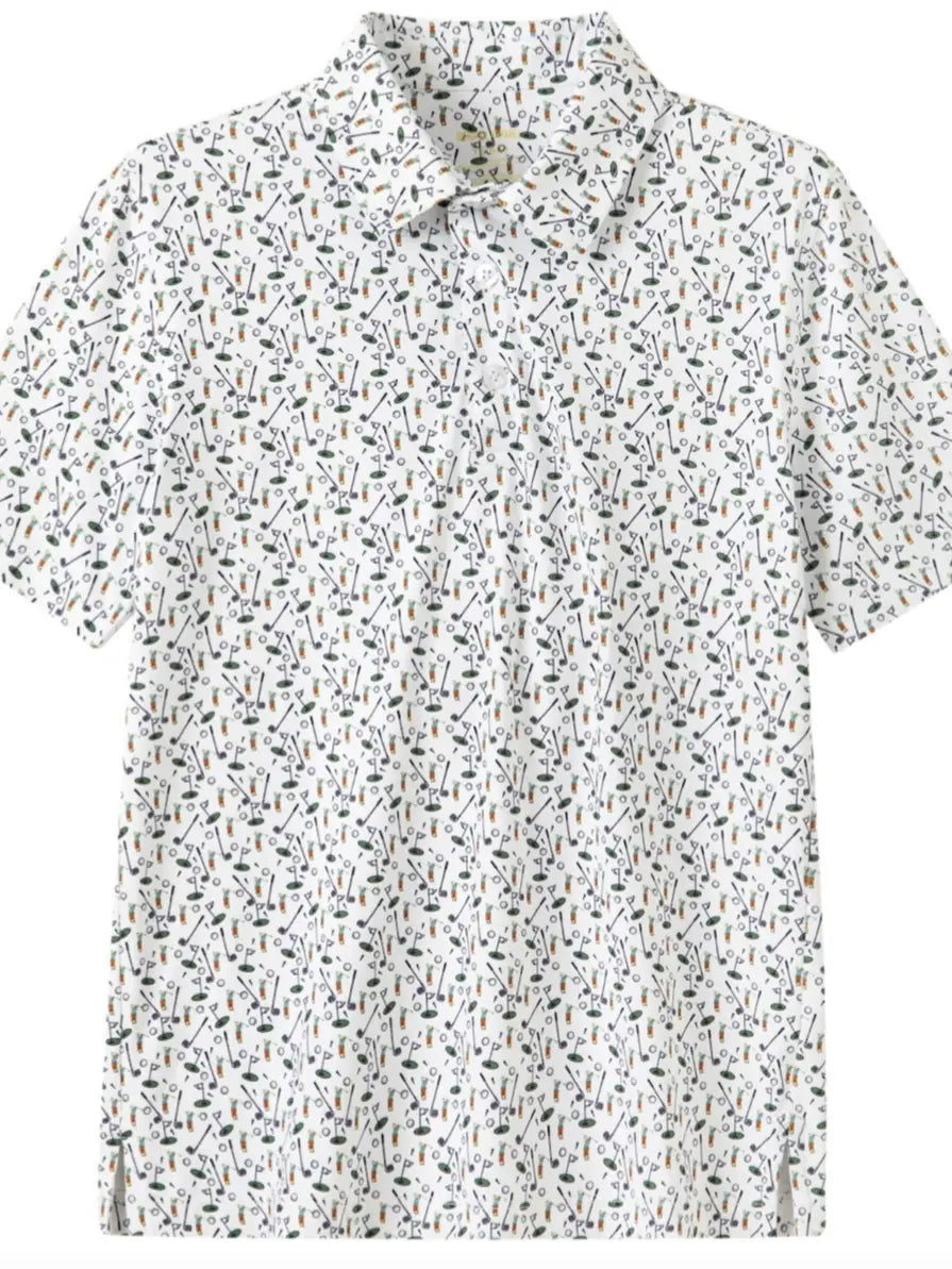 Men's green polo shirt by Meripex with a classic collar and short sleeves, displayed on a hanger.