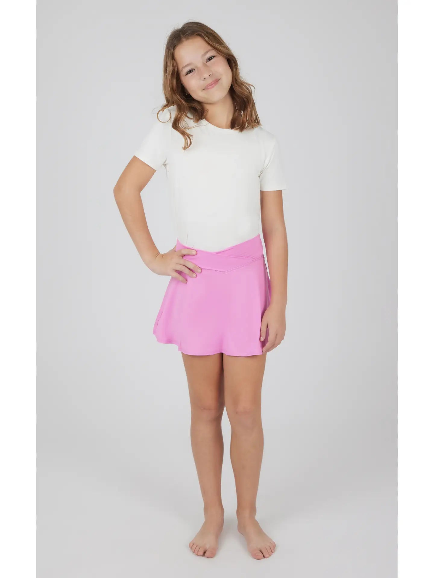 Girls Jersey Crossover Waistband Active Tennis Skort