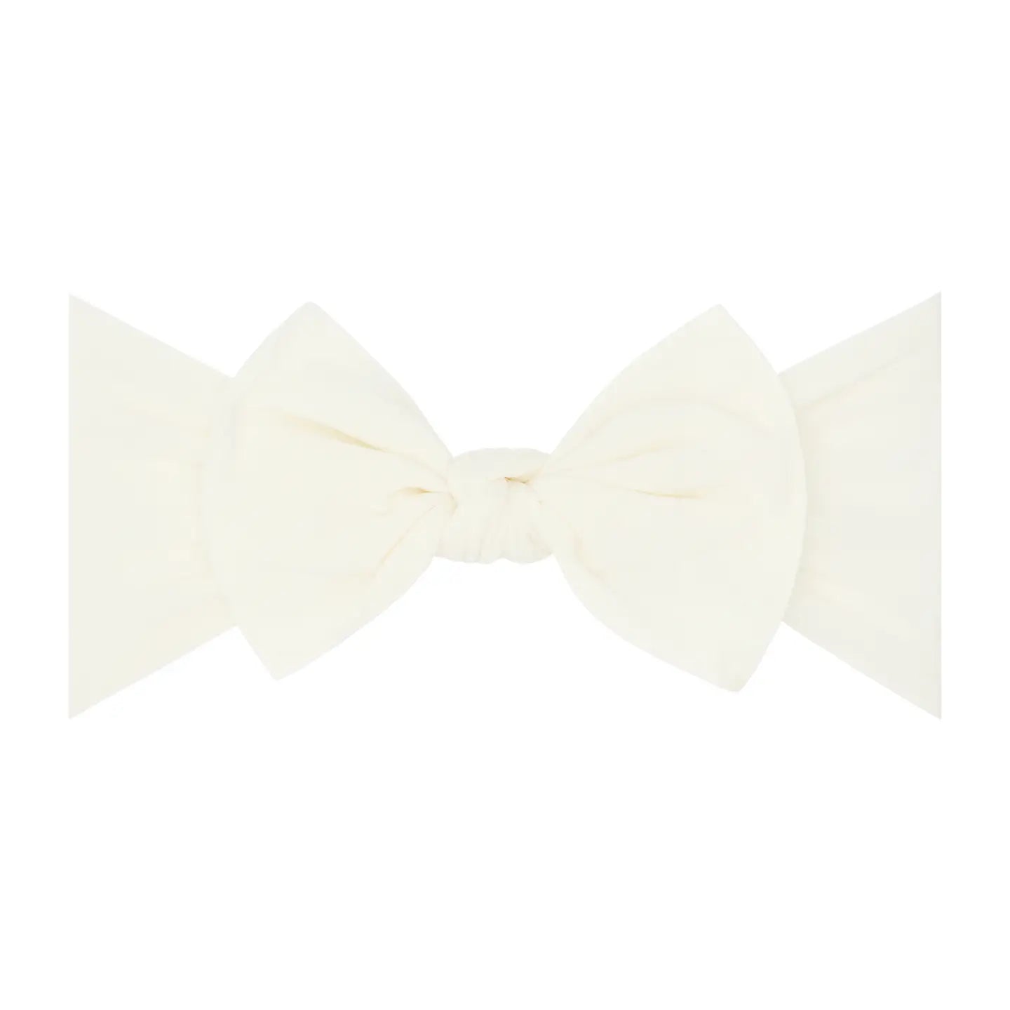 Ivory Baby Bling Bows knot soft nylon headband with bow detail, perfect for infants and toddlers, soft and comfortable for everyday wear.