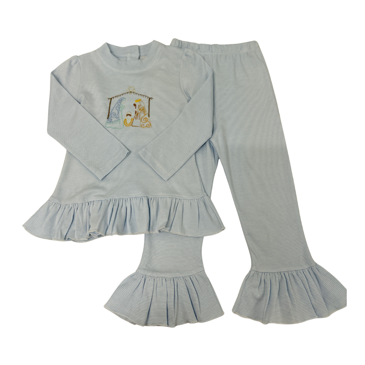 Squiggles - Blue Stripe Silent Night Set w/ Ruffles