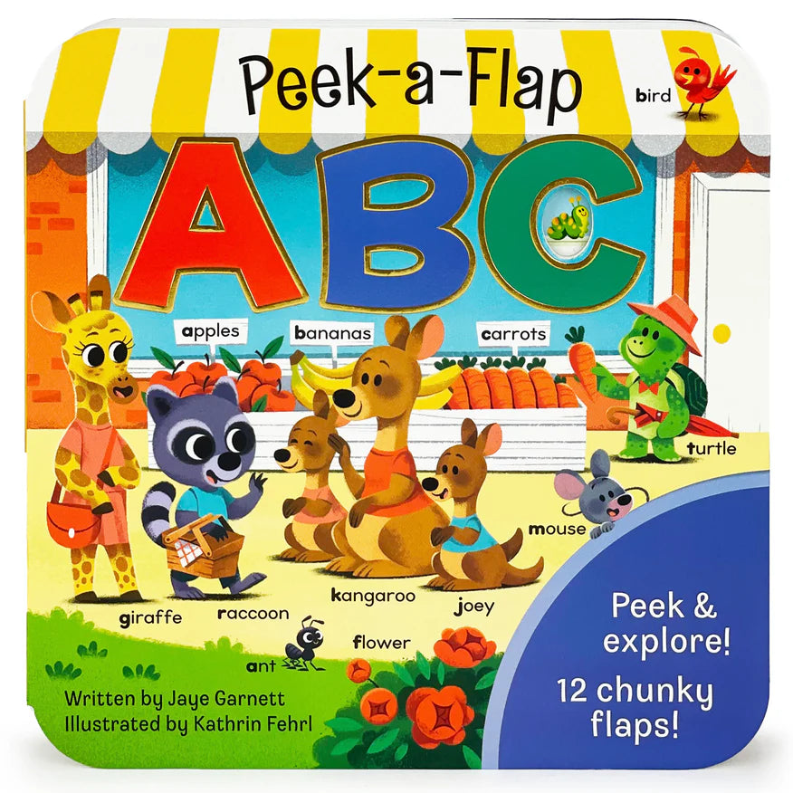 Peek-a-Flap ABCs children's book by Cottage Door Press featuring colorful alphabet illustrations and interactive flaps.