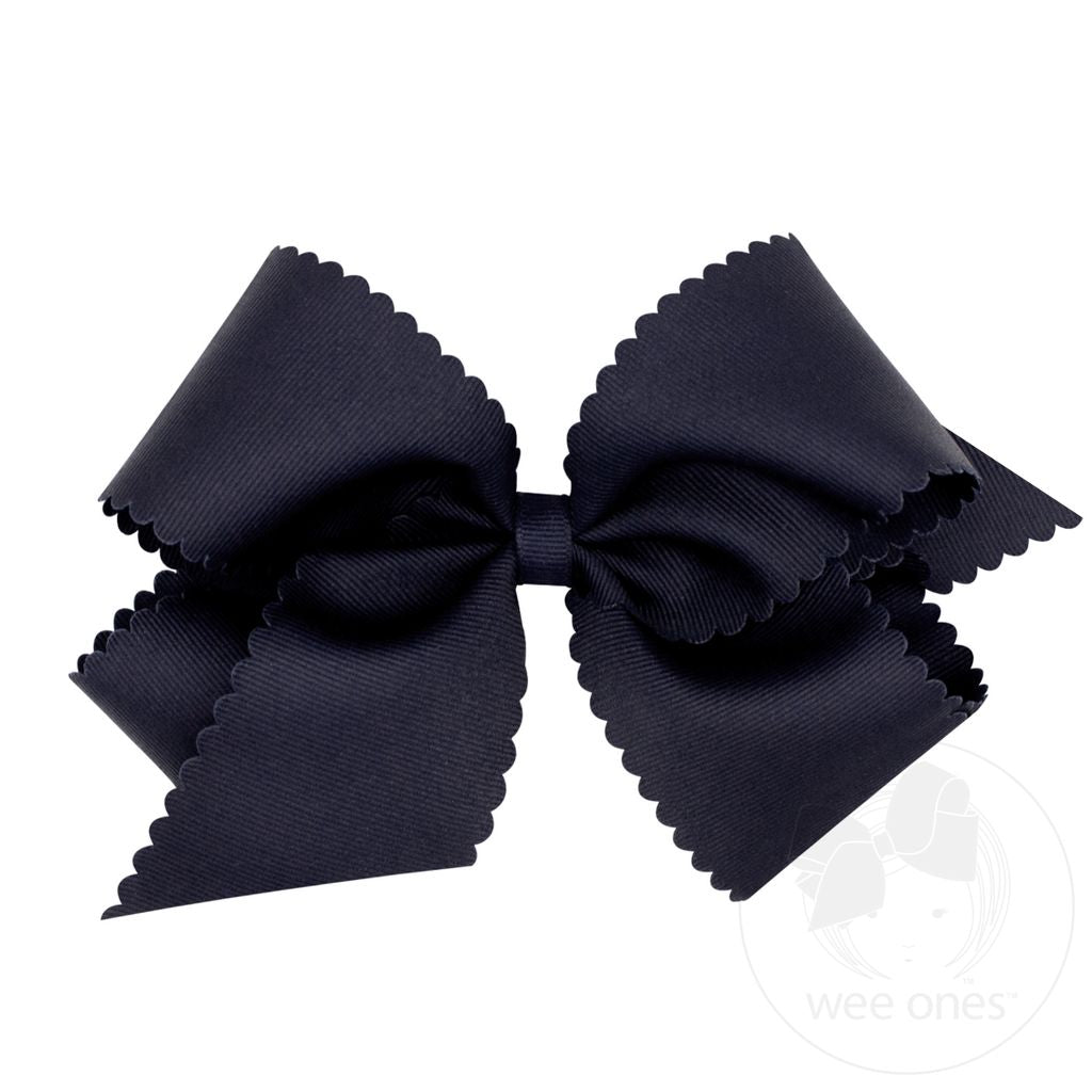 wee ones - King Grosgrain Hair Bow Scalloped Edge