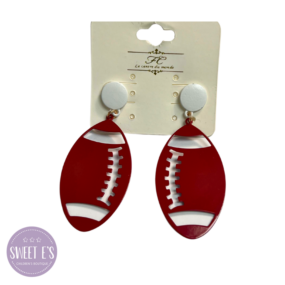 Game Day - Crimson & White Football Earrings