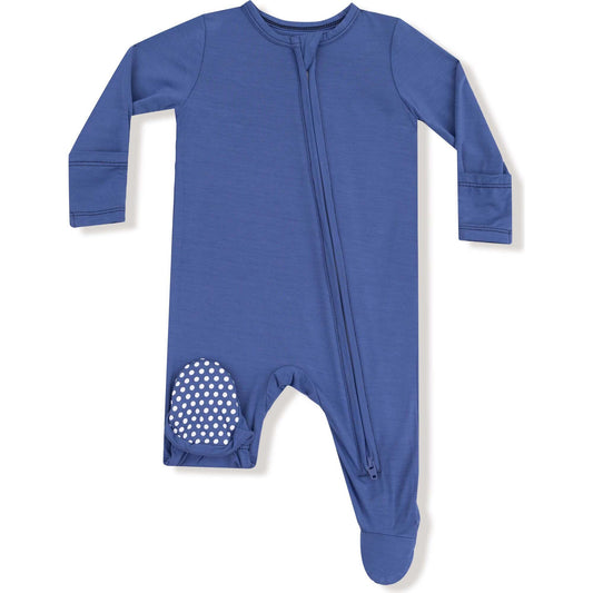Gray Blue 2 Way Zipper Footie