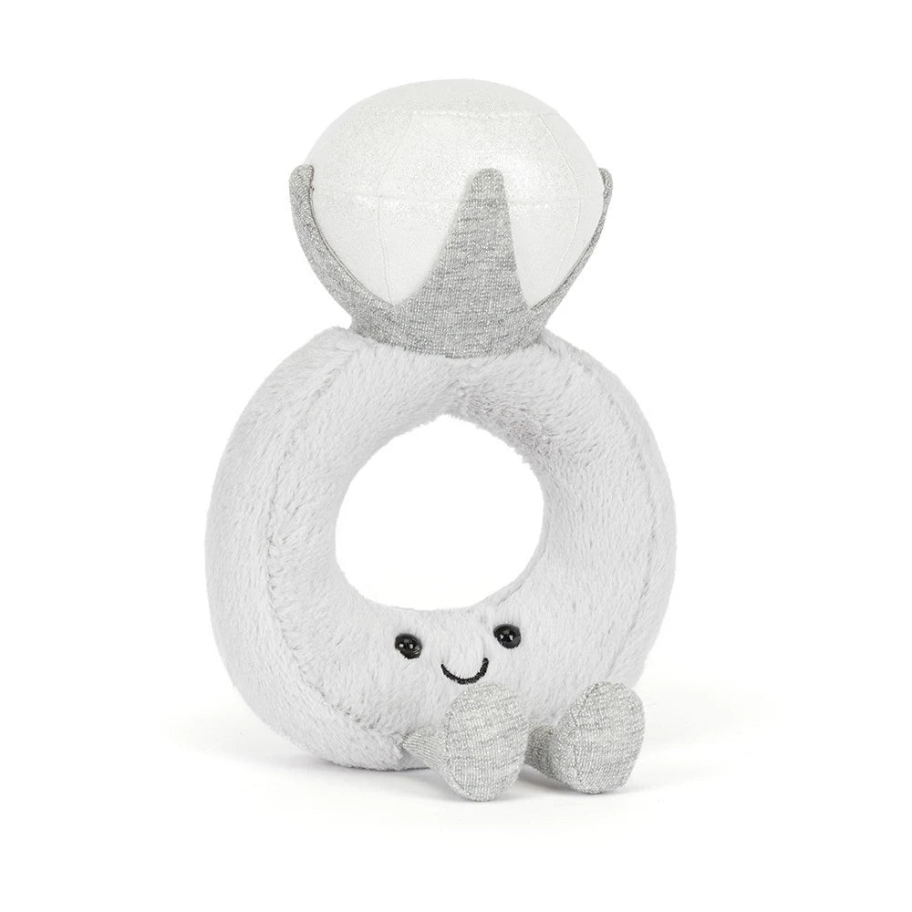 Jellycat Amuseables Diamond Ring with shiny, decorative gemstone and elegant band in a close-up view.