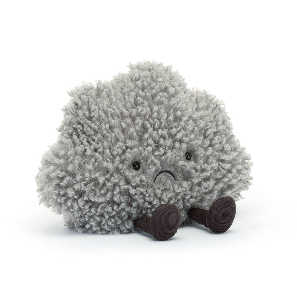 Jellycat Amuseables Cirrus Storm Cloud plush toy with soft gray and white cloud design and embroidered facial features.