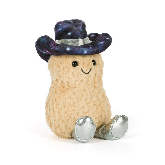 Jellycat Amuseables Peanut Space Rodeo Outfit featuring a cute plush peanut character in a space-themed rodeo costume.