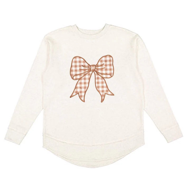 Sweet Wink - Gingham Bow Patch Women's Sweatshirt - Natural