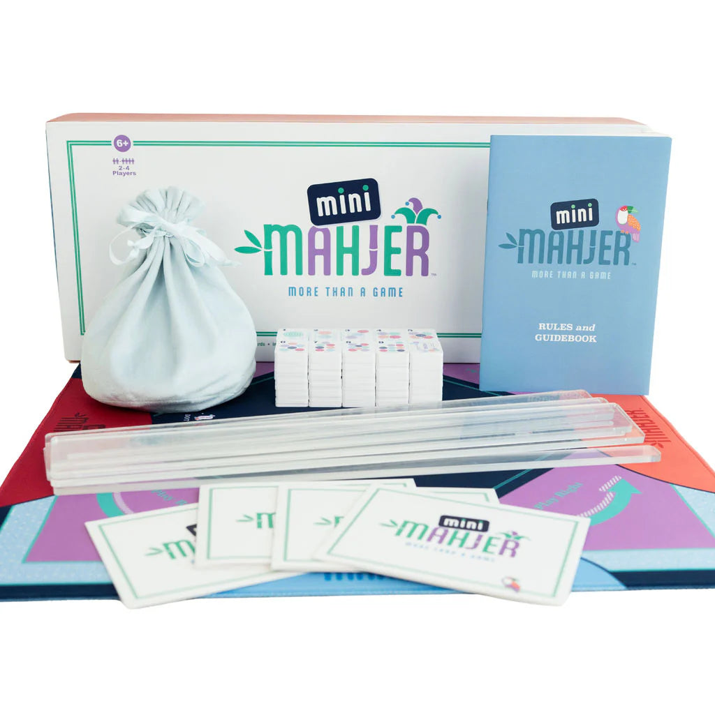 Mini Mahjer Complete Game: OG Edition box art, featuring colorful game artwork and branding on the packaging.