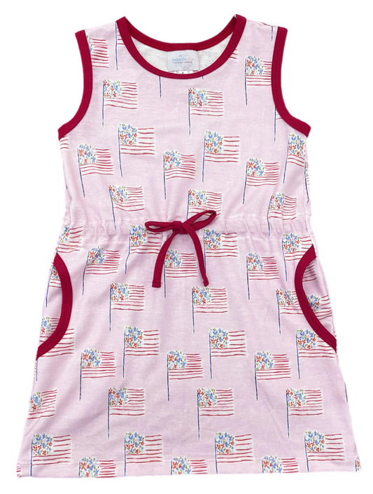 James & Lottie - Pink Patriotic Flags Knit Camille Dress