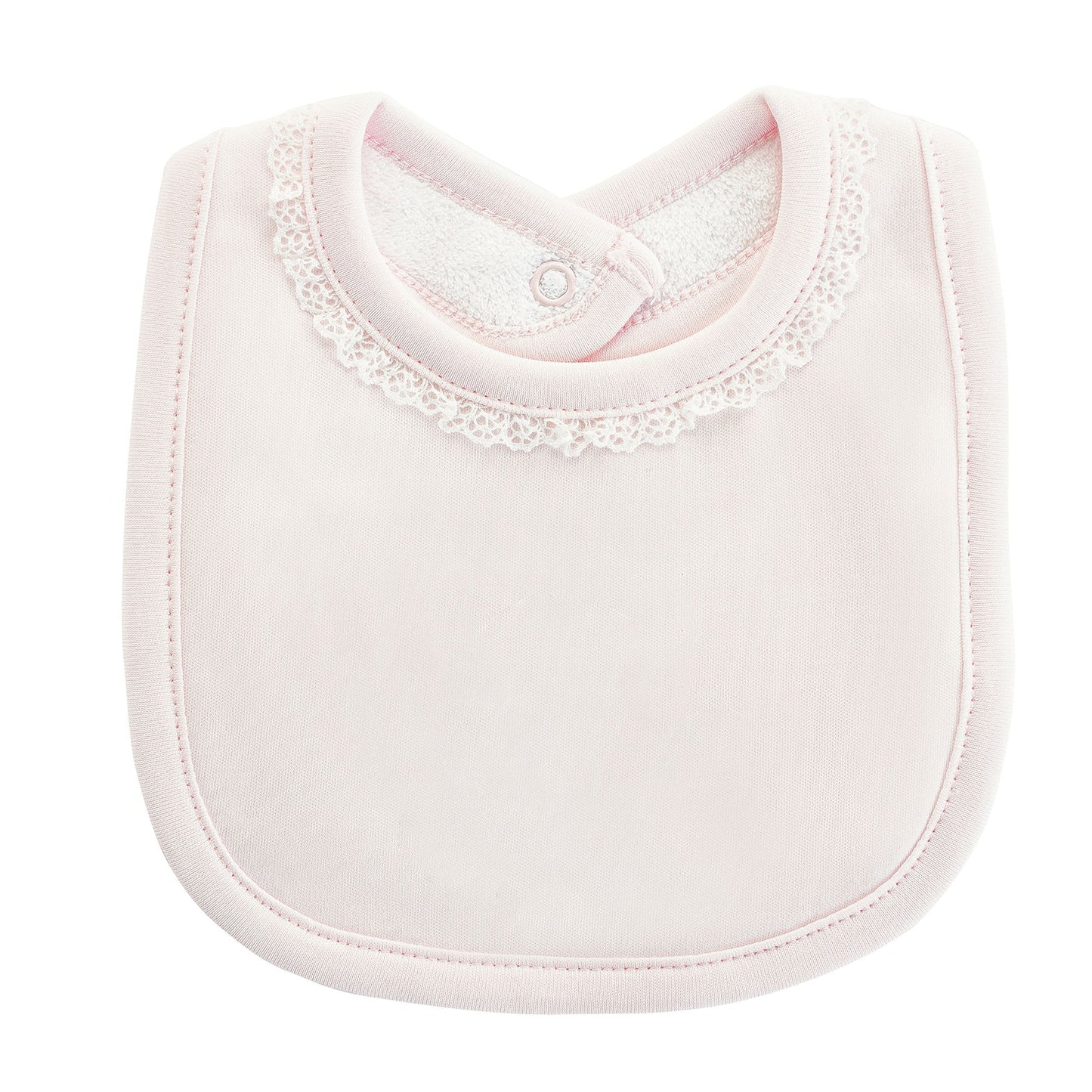 Baby Club Chic - Pink No Embroidery Bib w/ Lace Trim
