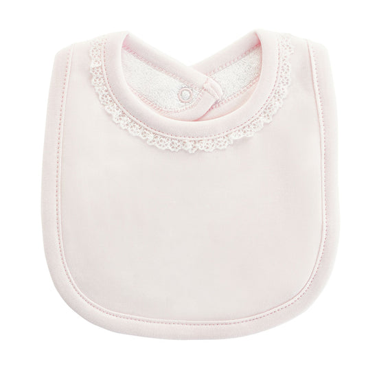 Baby Club Chic - Pink No Embroidery Bib w/ Lace Trim