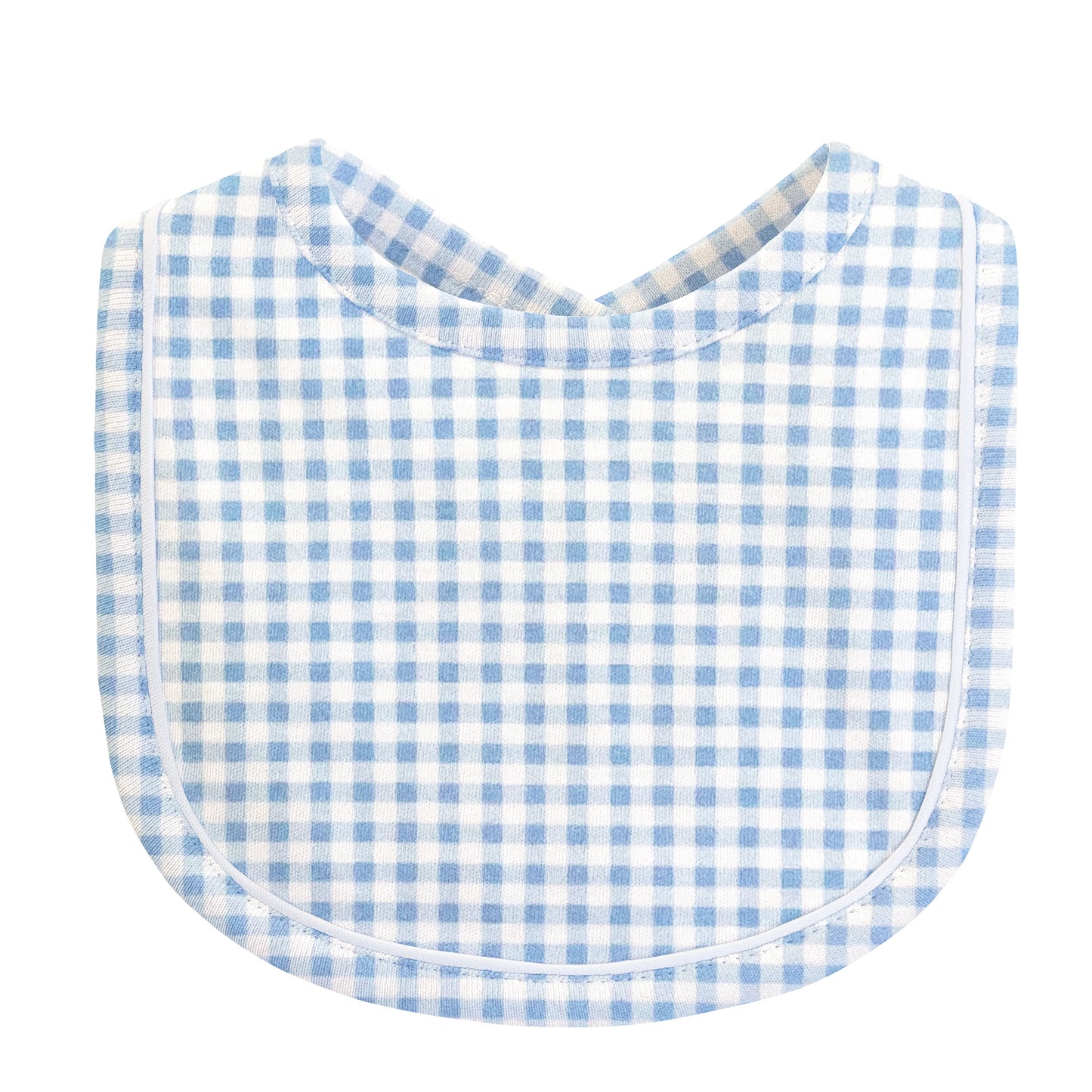 Baby Club Chic - Blue Mini Checks Bib with Piping Trim