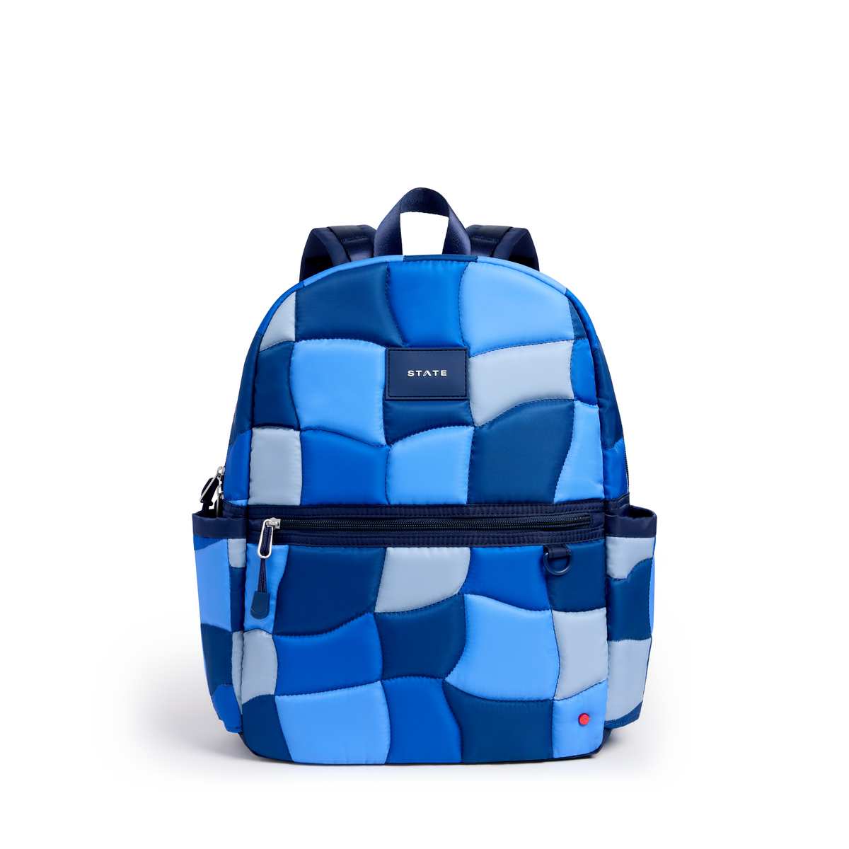State Bags - Blue Puffer Check Kane Double Pocket Backpack