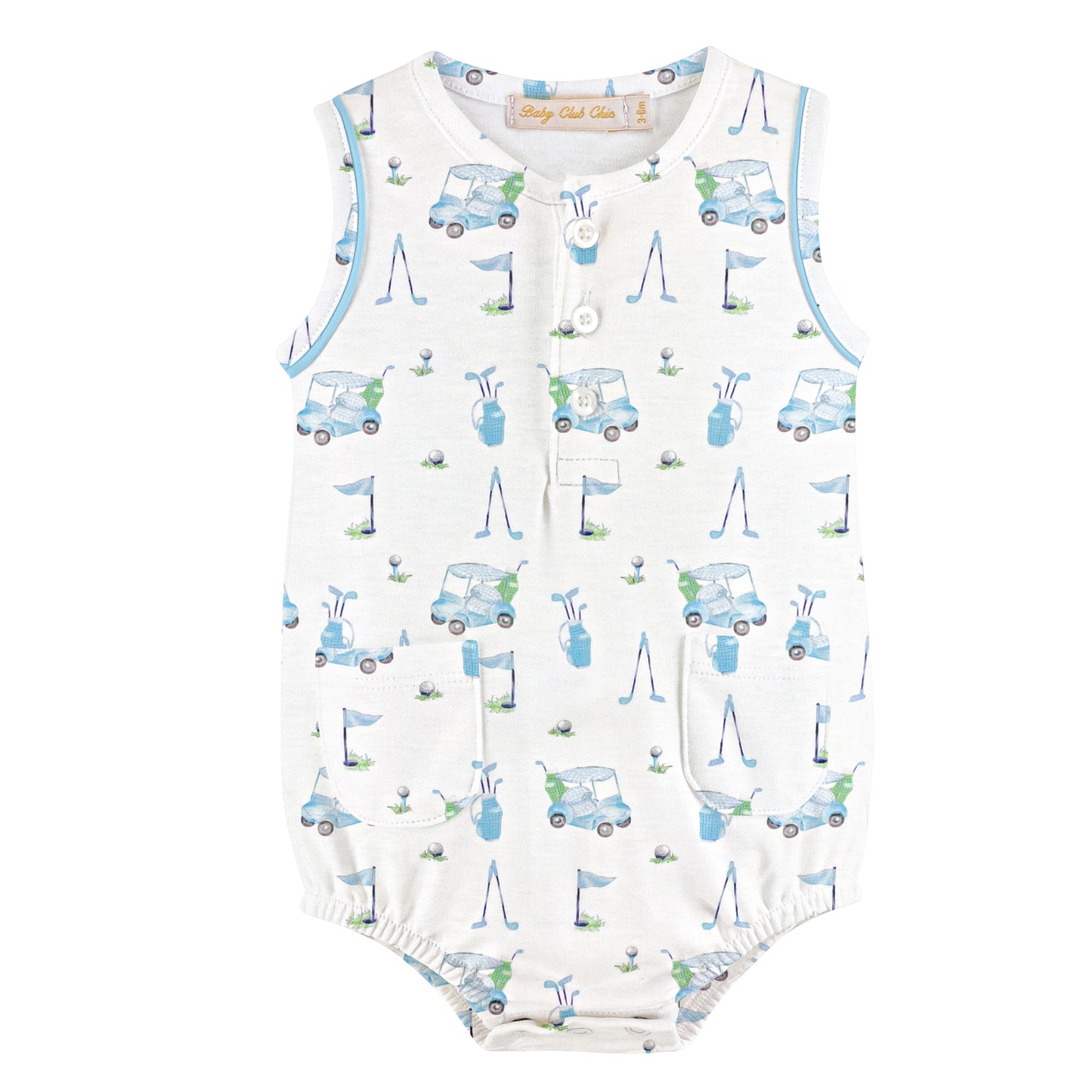 Baby Club Chic - Light Blue Golf Printed Bubble