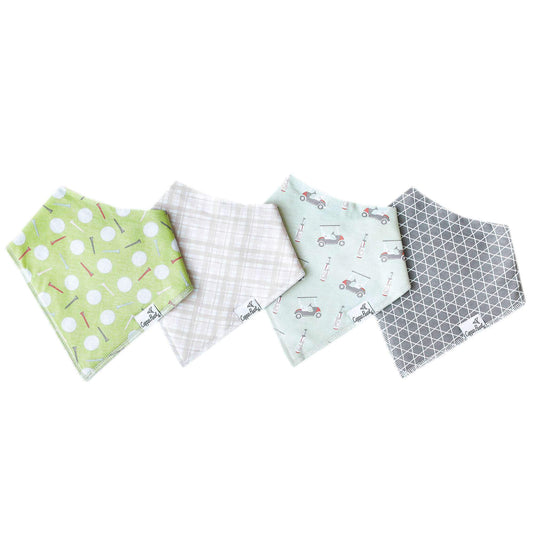 Copper Pearl Bogey Baby Bandana Bibs featuring colorful, stylish designs on soft fabric for infants.