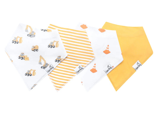 Copper Pearl Dozer Baby Bandana Bibs set showing soft, stylish bibs with a playful pattern on a white background.