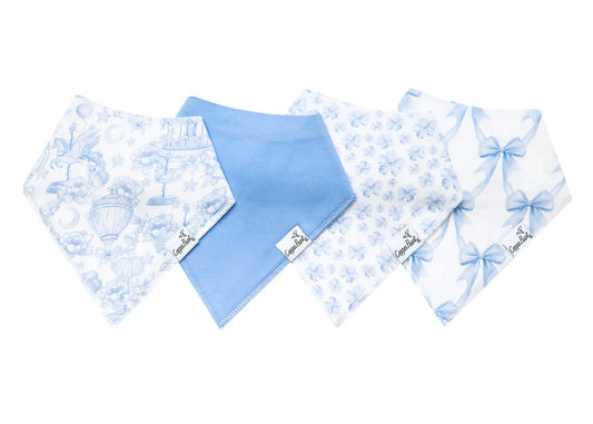 Vintage Carnival baby bandana bibs by Copper Pearl, set of soft, stylish bibs with colorful vintage carnival patterns for infants.