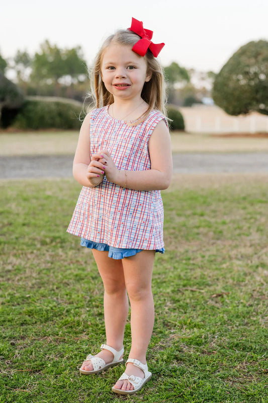 James & Lottie - Patriotic Knit Kinley Knit Bloomer/Ruffled Short Set