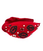 Red and black football headband for kids from Sweet E's Children's Boutique, featuring sporty design and comfortable fit.