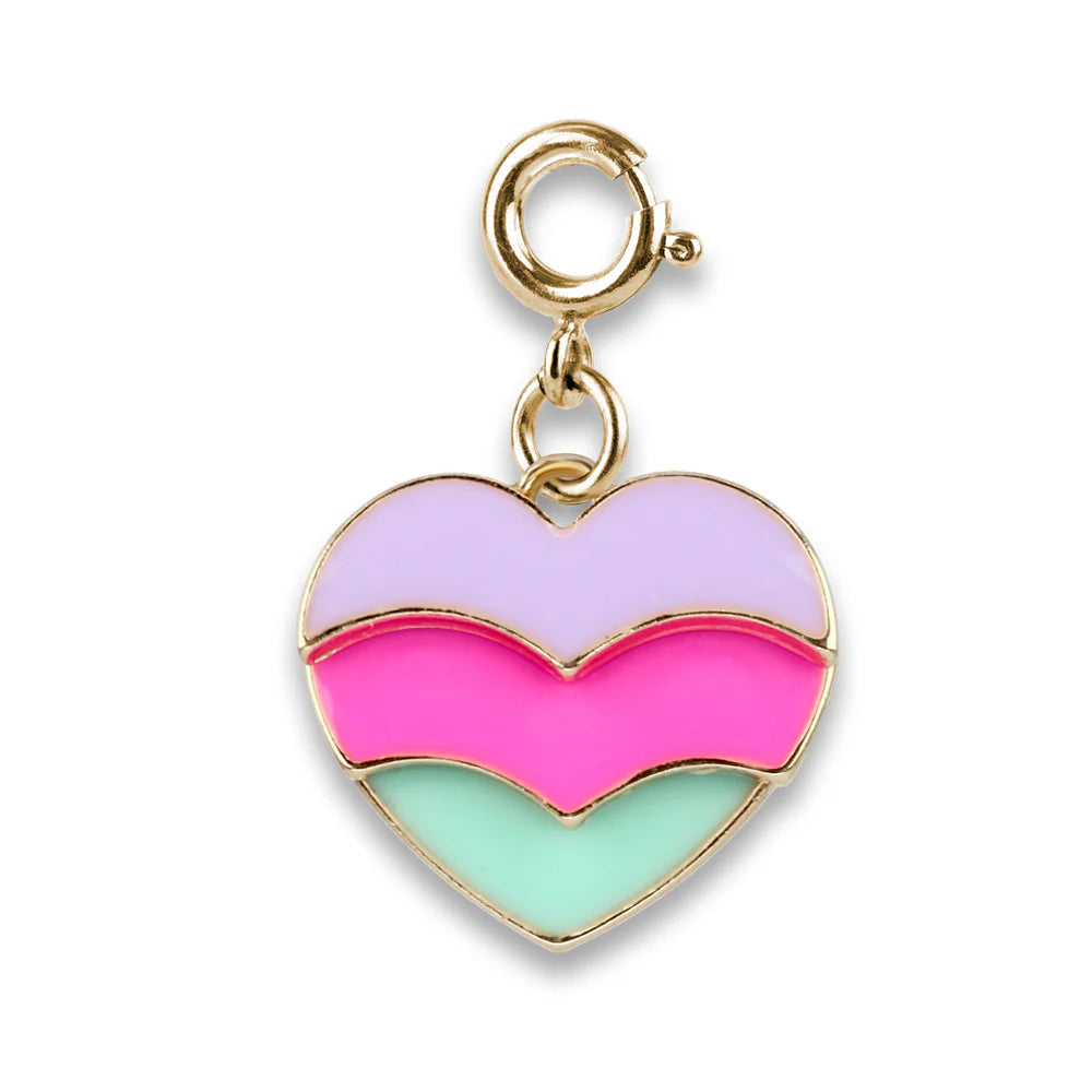 Gold swivel heart charm by Charm It featuring a shiny gold finish and a rotating heart design for jewelry accessories.