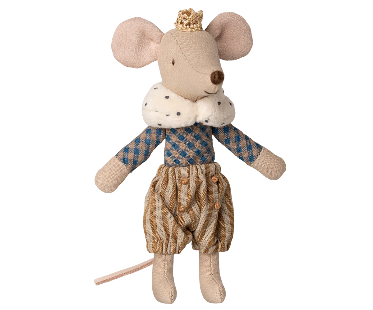 Maileg Prince Big Brother mouse in ocher color, soft fabric toy with detailed features, suitable for children or collectors.