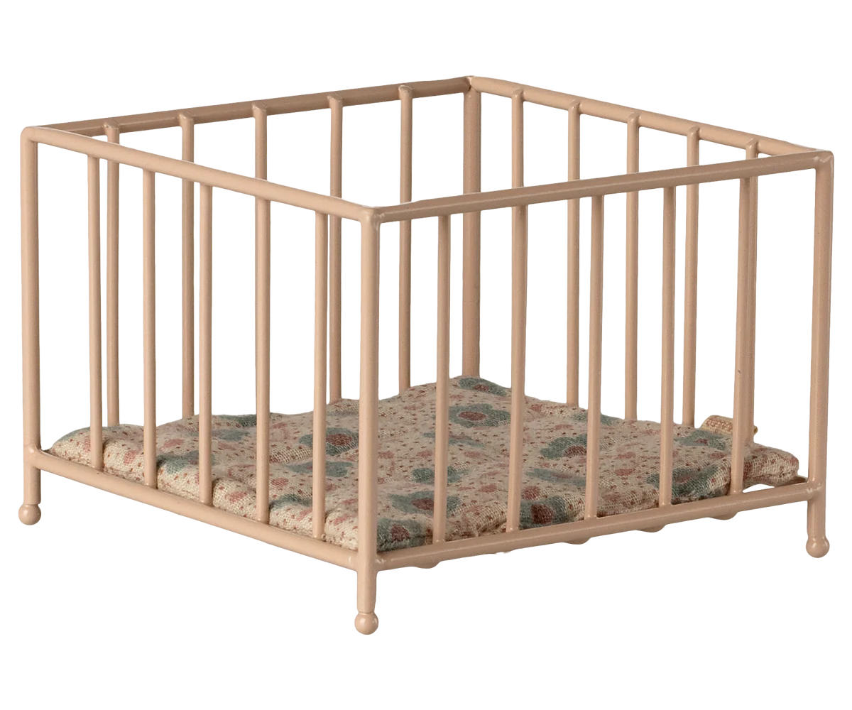 Maileg Playpen in rose color, a cozy and stylish play area for children with soft fabric walls and safe design.