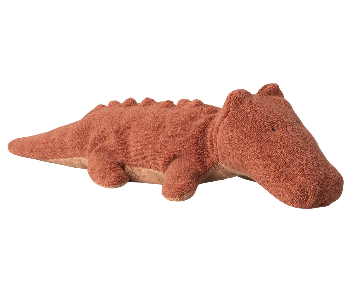 Small vintage rose Maileg Safari Friends crocodile toy with detailed features and charming design for children.