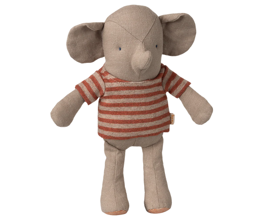 Maileg Little Jumbo plush toy in colorful fabric, detailed with stitched features and soft texture for children.