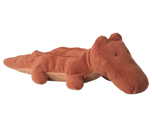 Medium Crocodile Safari Friends plush toy by Maileg in vintage rose color, soft fabric with detailed features for children.