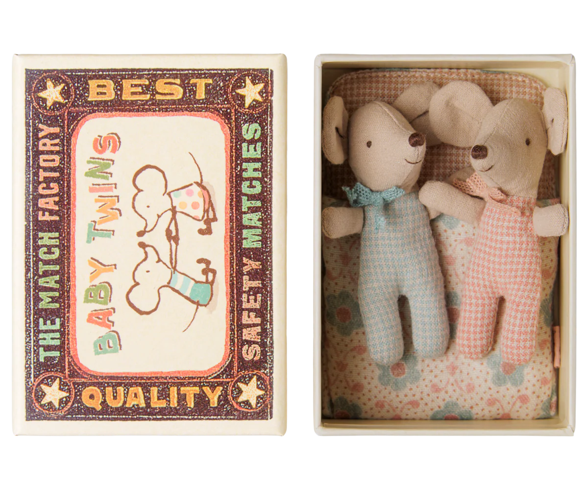 Twins Baby Mice in Matchbox - Checker
