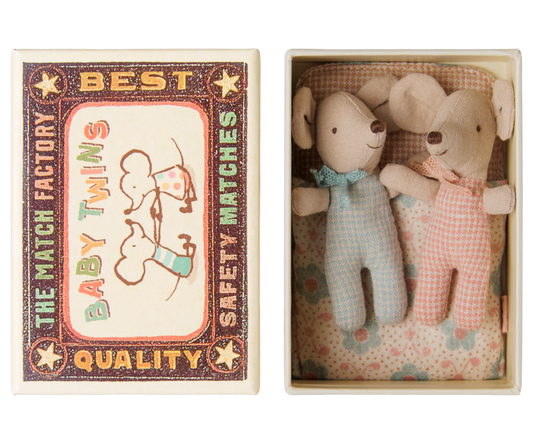 Twins Baby Mice in Matchbox - Checker