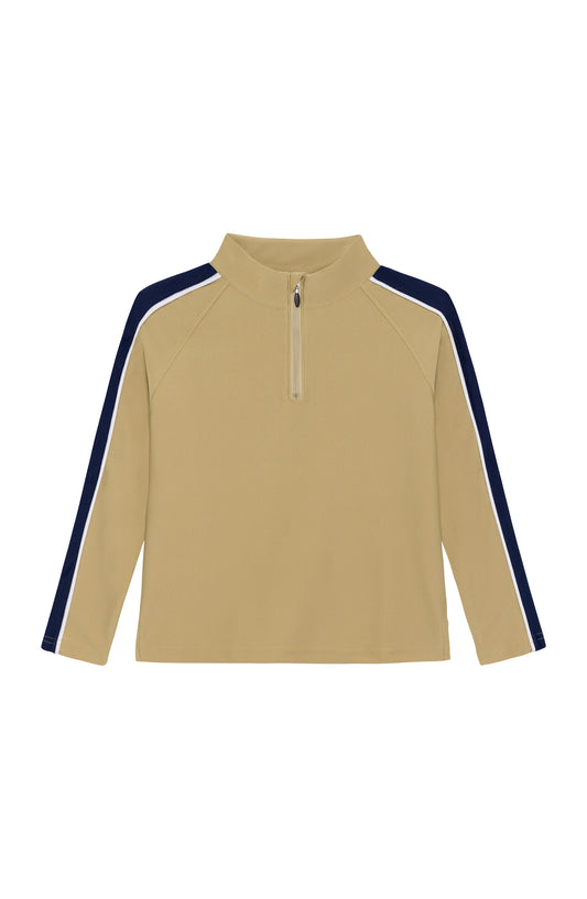 Khaki with Navy Stripe Half-Zip