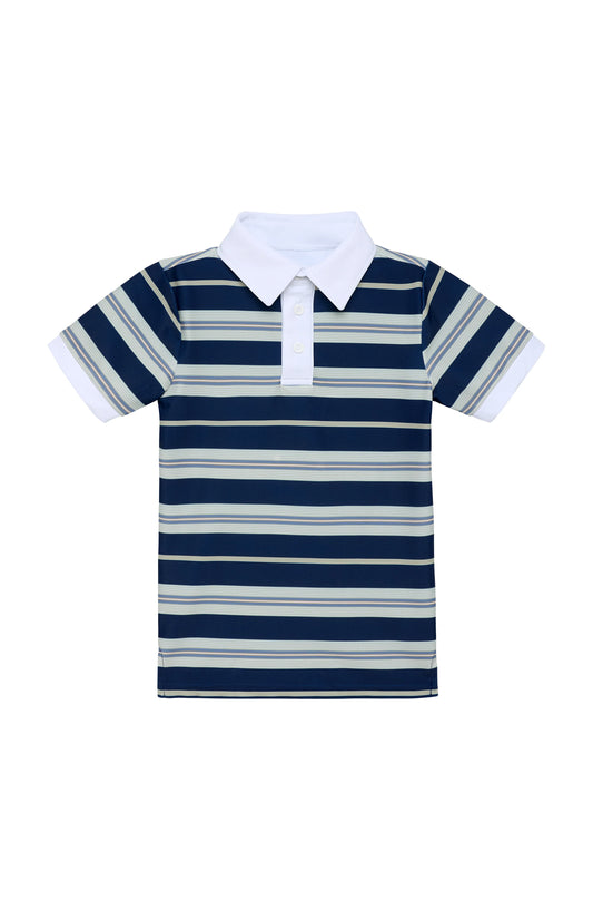 Navy Retro Stripe Polo Shirt