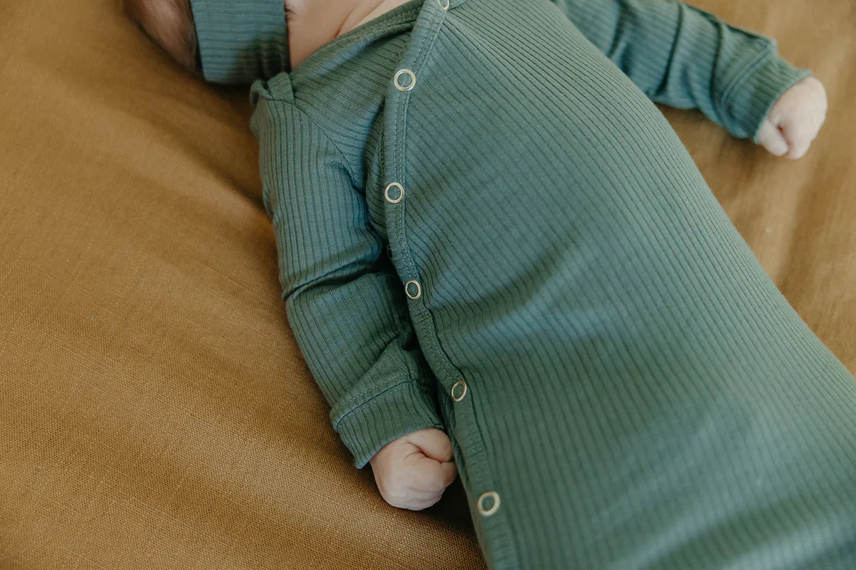 Copper Pearl - Newborn Knotted Gown - Moss Rib