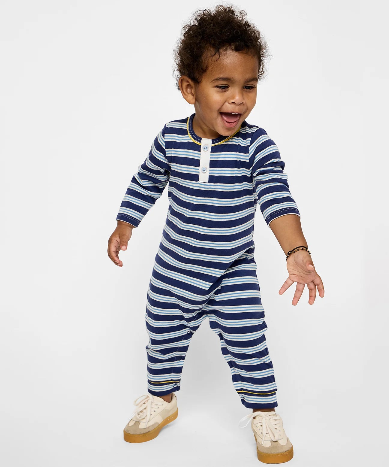 Navy Twin Stripe Campbell Romper