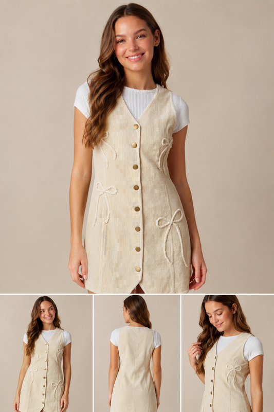 Cream Corduroy Button Jumper