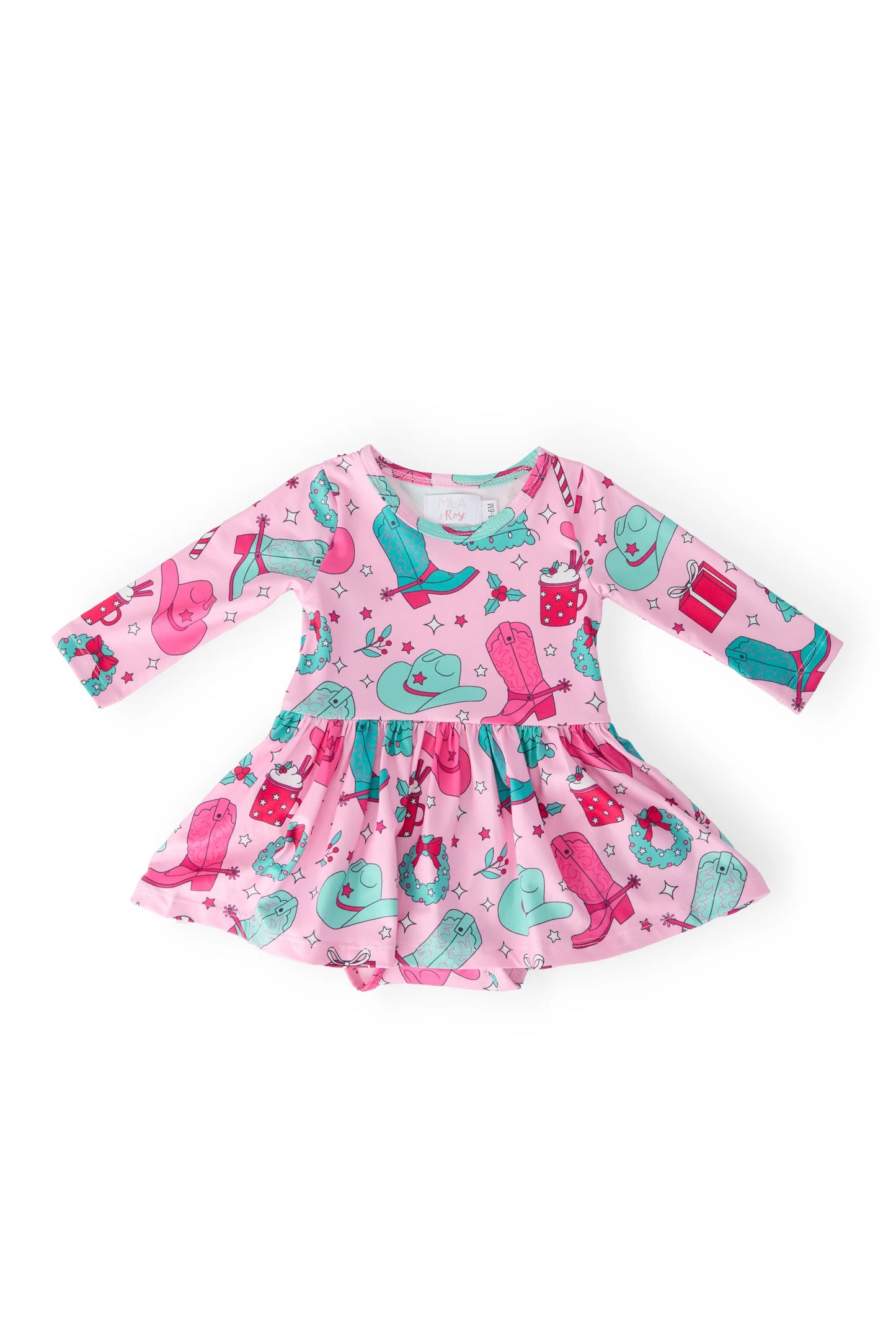 Mila & Rose - Christmas Cowgirl L/S Twirl Bodysuit