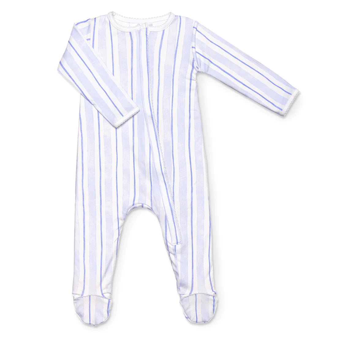 Lavender Bow - Blue Stripe Classic Footie