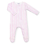 Lavender Bow - Pink Stripe Classic Footie