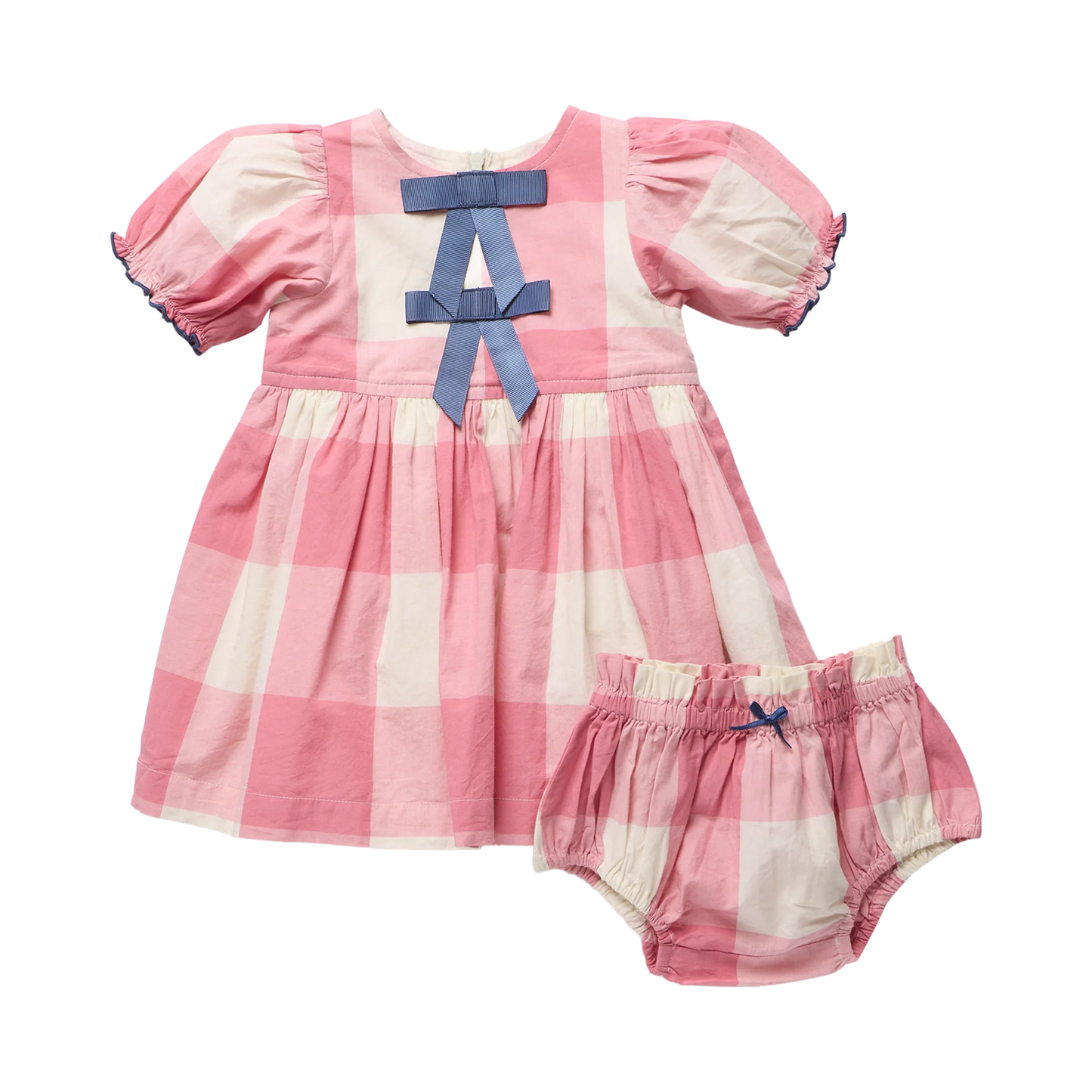 Pink Checks Baby Girls Hermione Dress Set