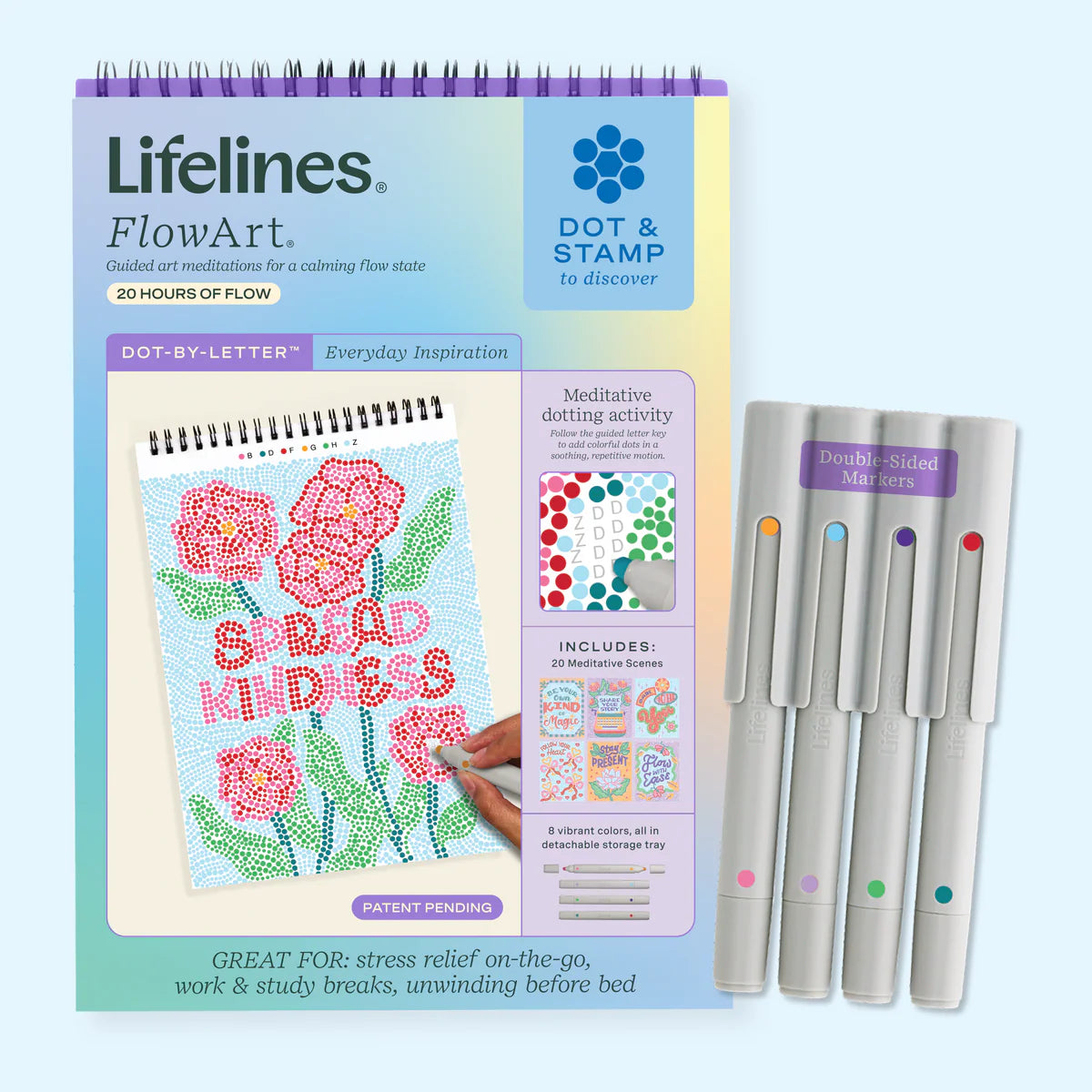 FlowArt® Dot-By-Letter Everyday Inspiration print by Lifelines, featuring colorful motivational lettering on a white background.